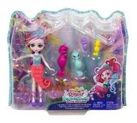 Coffret enchantimals poupée sedda et 4 hippocampe - figurine 15cm avec animal - set mini-poupee + 1 carte tigre