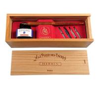 Coffret - Encre Pour Stylo Plume - Bleu Saphir - 5 Plumes Métal - Herbin
