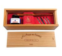 Coffret - Encre Pour Stylo Plume - Bleu Saphir - 5 Plumes Métal - Herbin