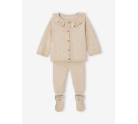 VERTBAUDET Coffret ensemble bébé fille tricot 3 pièces beige chiné 12M(74CM)