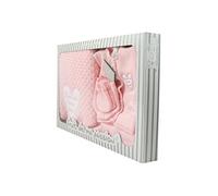 Coffret Ensemble brassière 0 à 3 Mois et Couverture châle rose - Je suis le rêve de mes parents