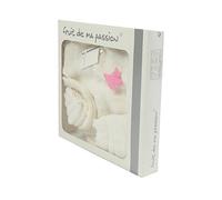Coffret Ensemble brassière 4 pièces 0 à 3 Mois blanc et rose - Motif Papillon