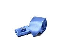 Coffret Ensemble Cravate Homme, Mouchoir de Poche, Boutons de Manchette Bleu Clair - 100% en Soie - Classique, Elégant et Moderne - (Idéal pour un cadeau, un mariage, avec un costume, au travail…)