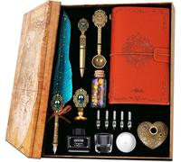 Coffret Ensemble De Stylo Plume Et D'encre, Stylo Plume Et Stylo À Encre, Ensemble De Tampons De Cire, Ensemble De Stylos De Calligraphie, Beau Cadeau, Cadeau De Noël - Vert