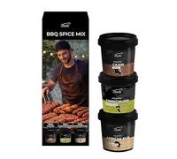 Coffret Épices BBQ - Coffret de 3 Mélanges Gourmet Cajun, Chimichurri & African Rub - Épices et Marinades pour Viande, Poulet, Poisson et Légumes - Kit Barbecue Artisanal.