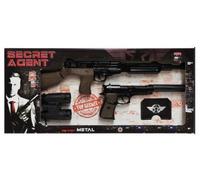 Coffret Espion Agent Secret (Fusil, Pistolet, Silencieux Carte) - Metal et Plastique - amorces 8 Coups Non fournies - Set Jeu d'imitation Enfant