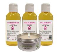 Coffret Evasion Purespa 3 Huiles de Massage végétale parfumée Monoï | Tiaré | Coconut + 1 bougie de massage végétale Monoï