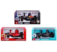 Coffret F1 Véhicule Bburago et figurine pilote avec casque modèle aléatoire