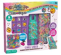 Bandai - Rainbow Loom Cute Tique - Coffret Fabrication Automatique de Bracelets Élastiques - Loisir Créatif - Contient 1200 Élastiques, Auto-Loom et accessoires - Assortiment - Jouet Enfant 7 ans et +