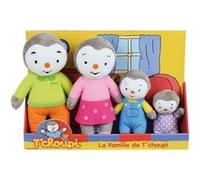 JEMINI 024229 T'CHOUPI Coffret Famille 4 Peluches +/- 19 CM : Papa, Maman, T'Choupi et Fanny, Noir/Blanc