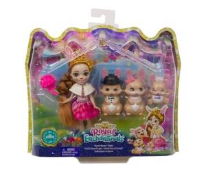 Coffret Famille Brystal Lapin pour enchantimals Royal - Poupee Princesse 15cm + Figurines Animaux + Accessoires - Set Jouet Fille avec Carte