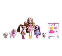 Enchantimals Coffret Famille Dwyla Chien – Poupée, figurine Hale, 2 chiots, accessoires – Dès 4 ans