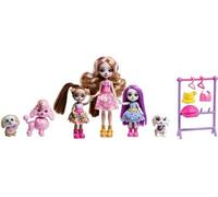Enchantimals Coffret Famille Dwyla Chien – Poupée, figurine Hale, 2 chiots, accessoires – Dès 4 ans