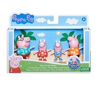 Coffret Famille Peppa Le Cochon en Vacances a la Plage - 4 Figurines pour Peppa Aventure - Set Pack Personnages Dessin Anime et 1 Carte Tigre