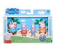 Coffret famille pig en vacances a la plage - 4 figurines peppa pig aventure - set pack personnages dessin anime + carte