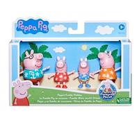 Coffret Famille Pig En Vacances A La Plage - 4 Figurines Peppa Pig Aventure - Set Pack Personnages Dessin Anime + Carte
