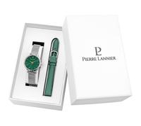 Coffret Femme CHOUQUETTE Argenté Cadran Vert Bracelet Cuir Vert 12 MM
