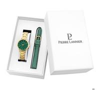Coffret Femme - CHOUQUETTE - Cadran Vert Émeraude - Bracelet Cuir Vert - Bracelet Acier Doré