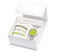 Coffret Femme ROXANE Cadran Vert Bracelet Acier Argenté