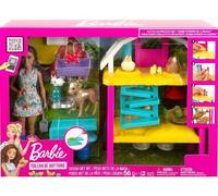 Coffret Ferme pour Barbie Vache + Lapin + Poule - 25 Accessoires - poupée Mannequin - Set Jouet Fille + Carte Tigre