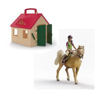 Coffret Ferme Transportable + Figurines Sarah et Mystery, Schleich Farm World et Horse Club, dès 5 ans