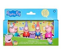 Coffret Fete de Famille Peppa Le Cochon, Multicolore - lot 4 Figurines Party, Anniversaire - Set Pack Personnages Aventures et 1 Carte