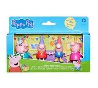 Coffret Fete de Famille Peppa Le Cochon, Multicolore - lot 4 Figurines Party, Anniversaire - Set Pack Personnages Aventures et Carte