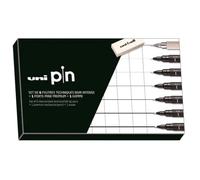 Coffret Feutres techniques + porte-mines + gomme - Noir - Pointes calibrées de 0,05 à 1 mm - 8 pcs