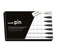 Coffret Feutres techniques + porte-mines + gomme - Noir - Pointes calibrées de 0,05 à 1 mm - 8 pcs