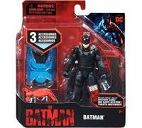 Coffret figurine batman gris 10 cm avec 3 accessoires mystere - dc - set super heros + 1 carte tigre - jouet garcon Gris