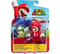 Coffret Figurine pour Mario : Mario hélice avec Champignon Vert - Set Figurine articule Collection 11 cm + 1 Carte - Enfant