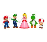 Jakks Pacific - Figurines Super Mario - Pack x5 (Mario,Luigi,Peach,Yoshi,Toad) - Officiel Scellé