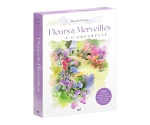 Coffret - Fleurs et Merveilles à l'aquarelle: avec les 2 livres de Blanche Tristant, 4 feuilles aquarelle vierges et une illustration