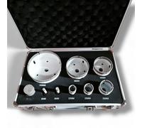 Coffret Forets Diamant Carrelage 9 pcs - Ø 6, 8, 20, 25, 35, 55, 68, 100 mm, Brazzed - Coupe Pro Grès Cérame, Pierre, Marbre - Mallette Aluminium Incluse