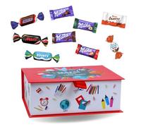 Coffret garni d'un Assortiment de 50 bonbons au chocolat MILKA, KINDER, CELEBRATIONS | Dites "MERCI pour cette année" à un Collègue, une Nounou, un Enseignant, une Atsem