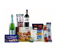 Coffret Gastronomique Espagnol de Noël, 12 Articles Premium, Assortiment Turron, Polvorones, Chorizo, Saucisson et Vin