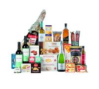 Coffret Gastronomique Espagnol de Noël, 24 Articles Délicieux, Jambon Serrano, Chorizo, Saucisson, huile d'olive, Polvorones, Mantecados, Turron, Assortiment de Spécialités Traditionnelles