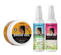 Coffret Gel Cheveux Bouclés avec Shampoing Tressé et Huile Spray - Lissant pour Twists, Locs, Tresses, Cornrows et Contrôle des Bords - Gel Cheveux Afro Kit Soin Coiffant Tressé Facile à Utiliser