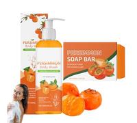 Coffret Gel Douche Et Savon Au Kaki, Savon Blanchissant Et Hydratant Au Kaki, Gel Douche Anti-Odeurs, Sav/On Et G/El Dou/Che Au Ka/Ki Pour Le ContrôLe Des Odeurs Corporelles (1 SET)