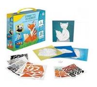 Coffret gommettes au numero 4 tableaux animaux - kit creatif enfant - stickers autocollants mosaïque