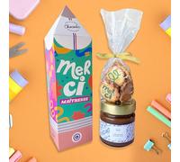 Coffret gourmand caramel et galettes au beurre personnalisées Chocolat Merci Maîtresse ou Maître ou Atsem (Version Merci Maitresse)
