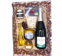 Coffret Gourmand Champagne Brut AOC, 75cl, Sirop de Safran, Fleur de Sel, Thé de Noël, Risotto, gelée de champagne