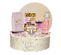 Coffret gourmand FOSSIER et MONBANA - biscuits roses, confiture, guimauves