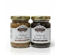 Coffret Gourmet - Sauce au Truffe Blanche 90g + Sauce au Truffe Noire 90g | Délices Italiens de Haute Qualité | Assaisonnement Raffiné pour Pâtes, Risottos, Viandes & Antipasti - Made in Italy