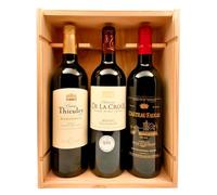 Coffret Grands Vins de Bordeaux - 1 Cru Bourgeois du Médoc 2017 + 1 Cadillac Côtes de Bordeaux 2020 + 1 Bordeaux 2018 !