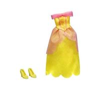 Coffret Habit poupée Mannequin Robe Jaune de Bal avec Chaussure - Set vêtement pour Disney Princesse + 1 Carte Animal