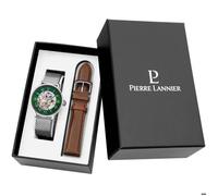 Coffret Homme AUTOMATIC Argenté Cadran Vert Bracelet Cuir Brun 20 MM