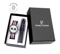 Coffret Homme BARON Argenté Cadran Blanc Bracelet Nylon Multicolore 20 MM