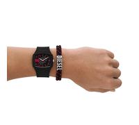 Coffret Homme DIESEL Montre en Silicone Noir Etanche et Bracelet