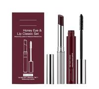 Coffret Honey Lip & Eye Bundle - Rouge à lèvres hydratant + mascara imperméable, non collant et hydratant pour une finition douce et brillante pour les soins du visage et des lèvres (1Set)